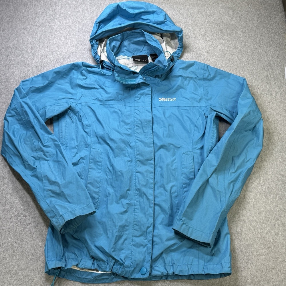 Marmot Hooded Rain Jacket Blue Women's XS Lightweight‎ Waterproof Shell
